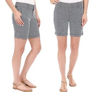 KUT FROM THE KLOTH JENNY STRIPED TWILL BERMUDA WALKING SHORTS